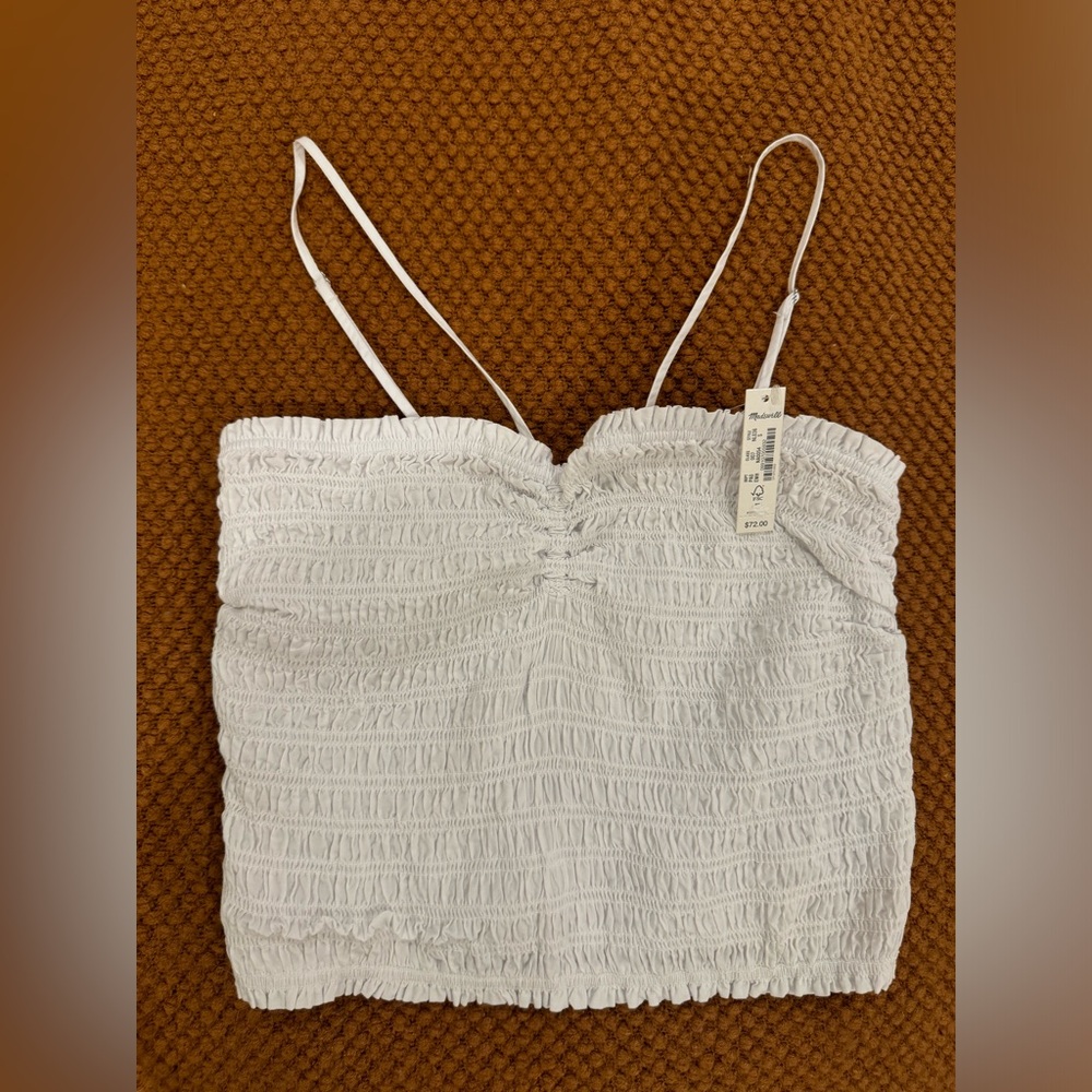 NWT Madewell Lexi Crinkle Poplin Smocked Cami Top Size S